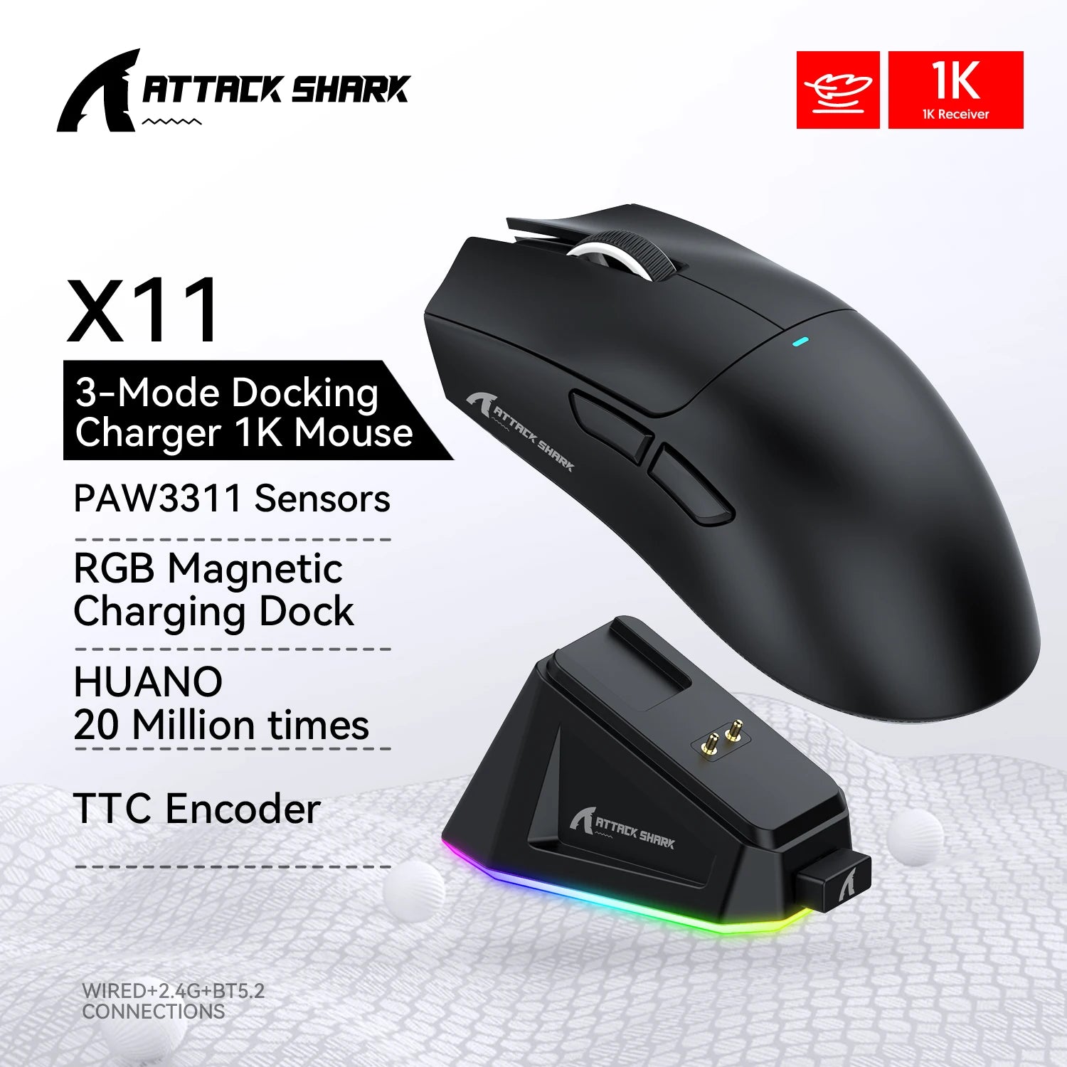 Attack Shark R1/X11 – Ultra-Lightweight Wireless Gaming Mouse (PAW3311)