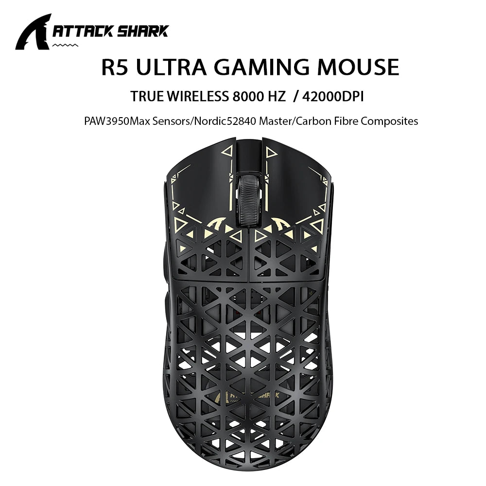 ATTACK SHARK R5 ULTRA – Carbon Fiber Wireless Gaming Mouse (8K Polling)