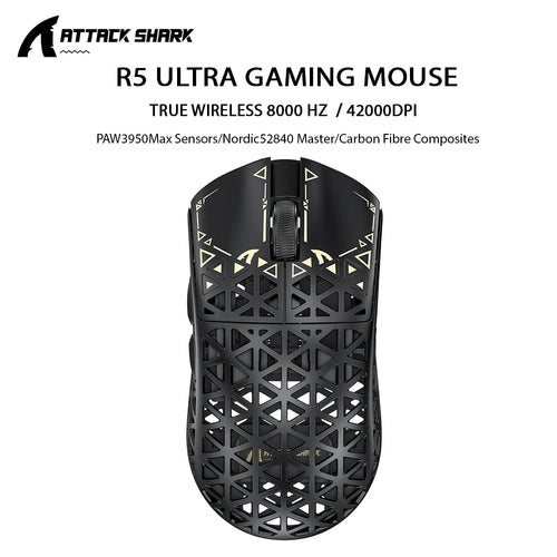 ATTACK SHARK R5 ULTRA – Carbon Fiber Wireless Gaming Mouse (8K Polling)