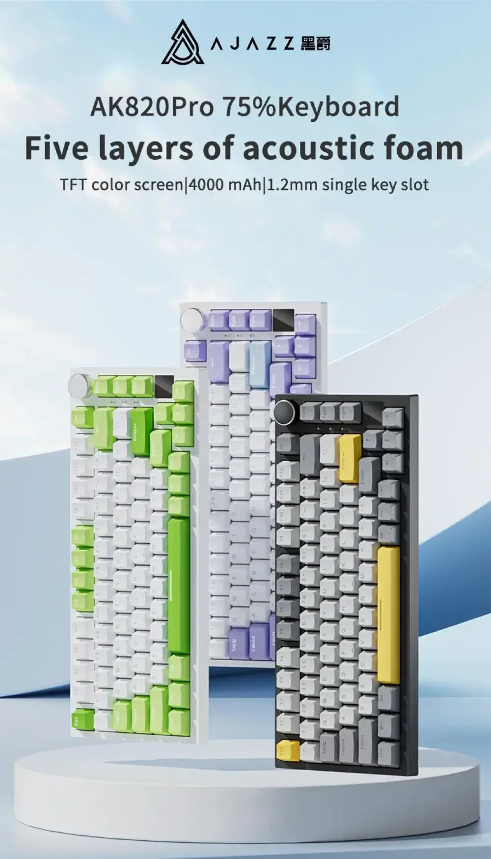 Ajazz AK820 Gasket-Mount Mechanical Keyboard - 75% Layout