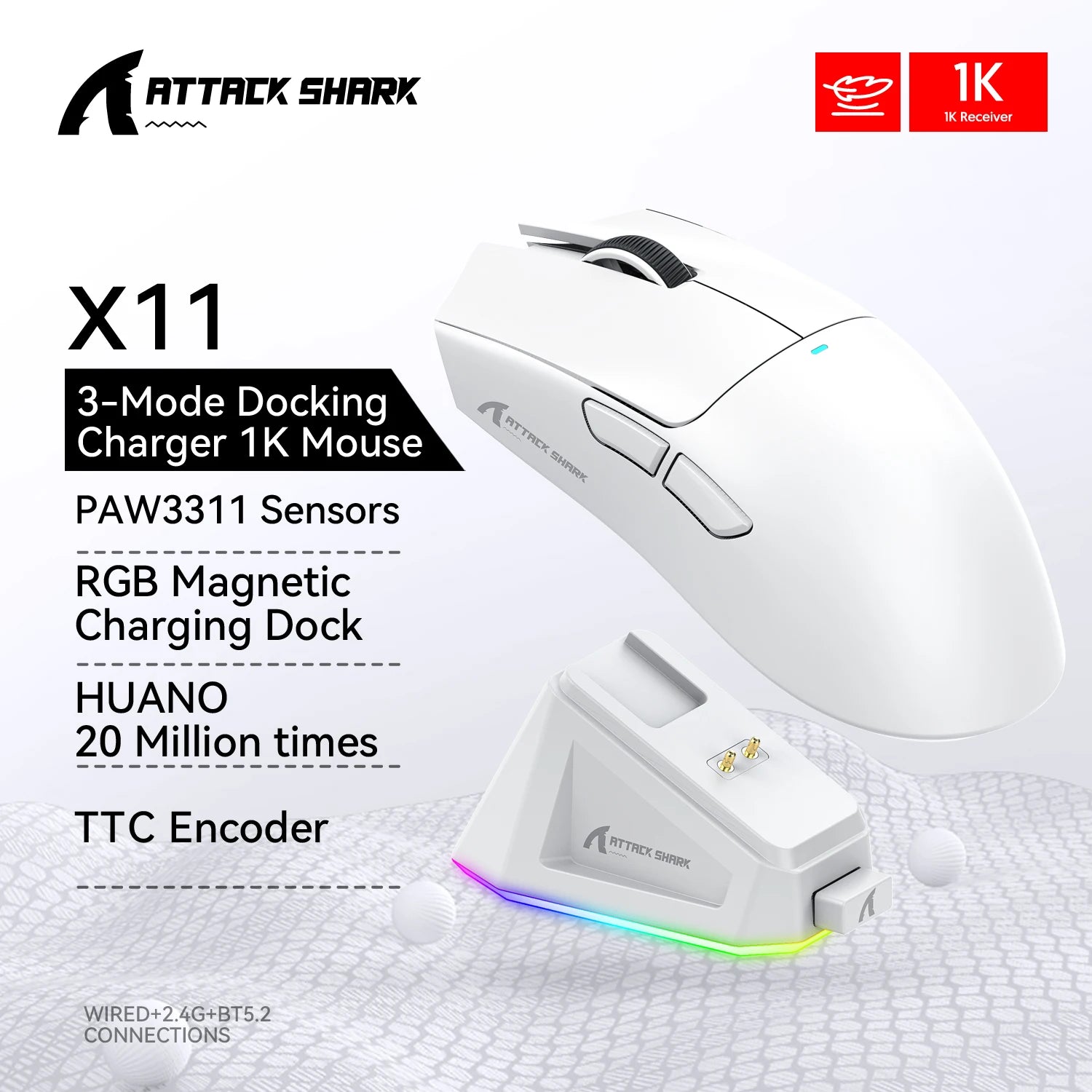 Attack Shark R1/X11 – Ultra-Lightweight Wireless Gaming Mouse (PAW3311)