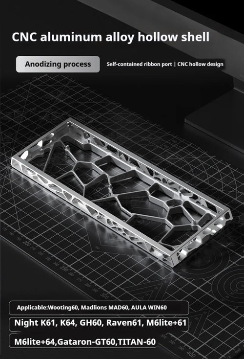 60% Hollow Aluminum Keyboard Case — Compatible with Wooting, Aula Win60 & More