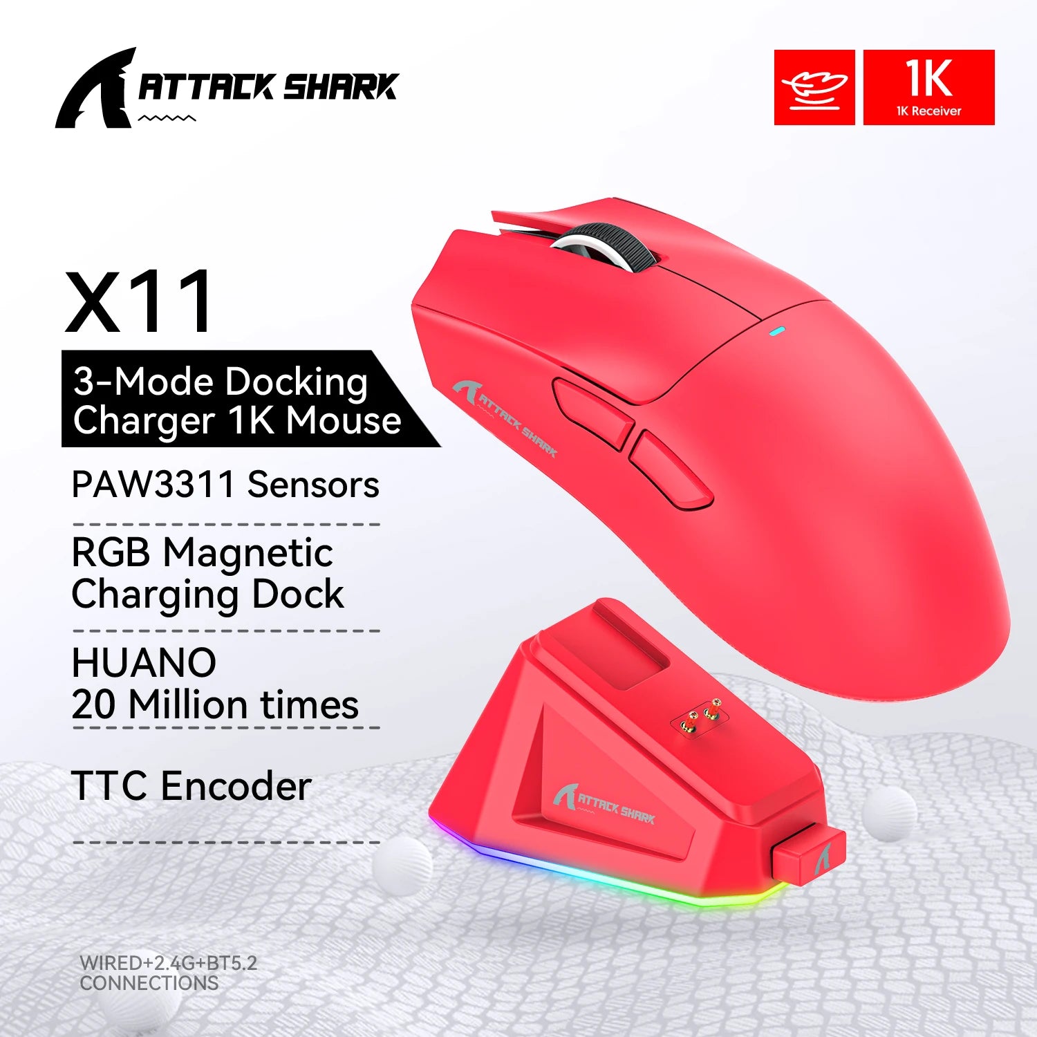 Attack Shark R1/X11 – Ultra-Lightweight Wireless Gaming Mouse (PAW3311)